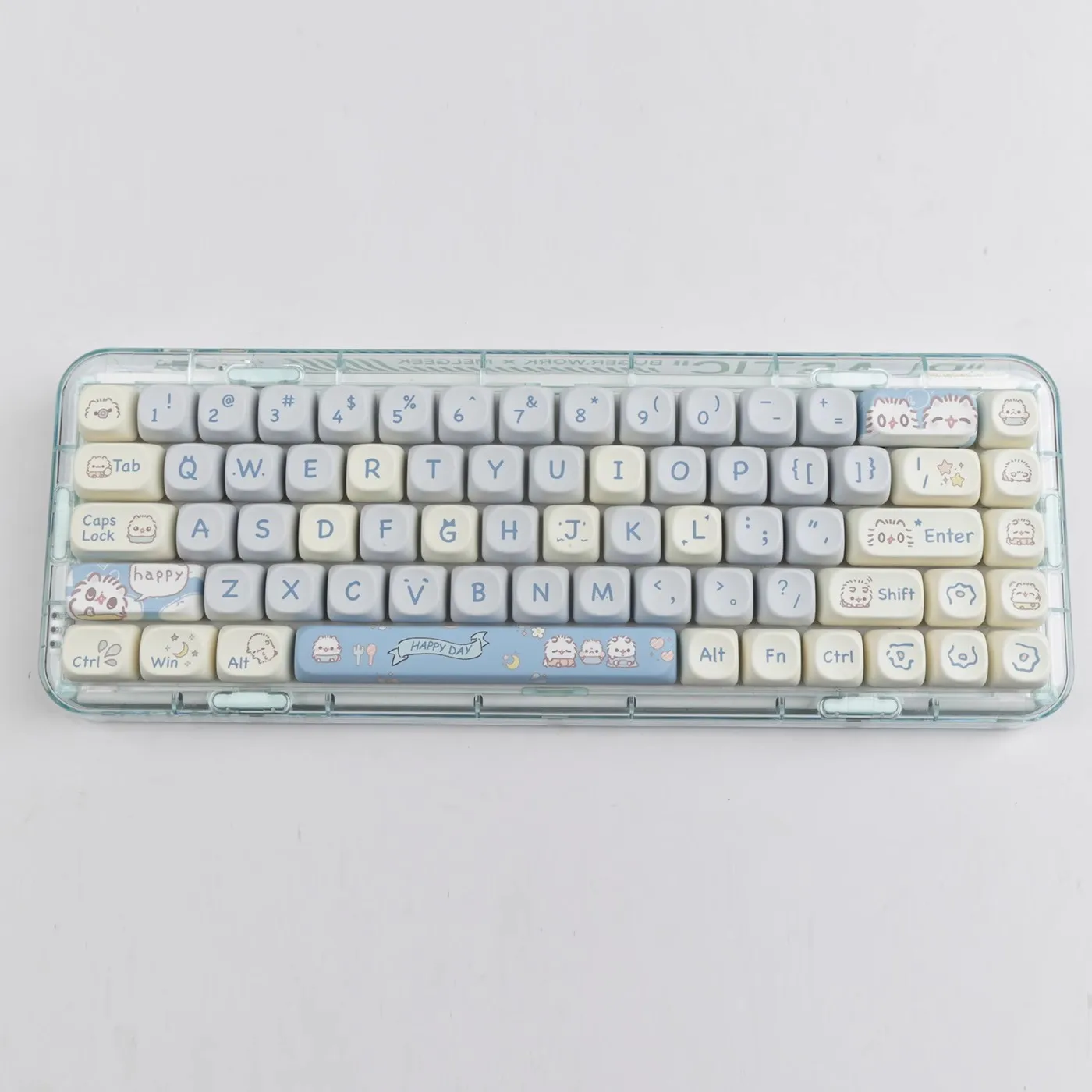 Teclado Mecânico Keycaps Grupo 5-sided Pintado Keycap Cereja mx Layout Ansi Moa Pbt Meow Tema Azul 5-sided Keys 144 Chaves - Imagem 4
