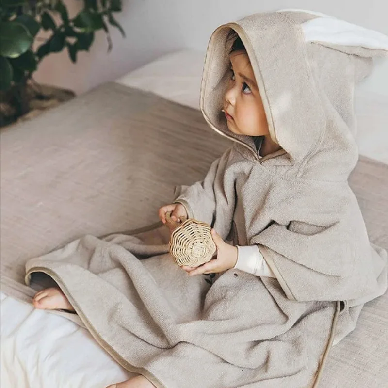 Children's Towel Cloak Cotton Absorbent Bathrobe Cute Cartoon Home Beach Bath Towel 60x85cm
