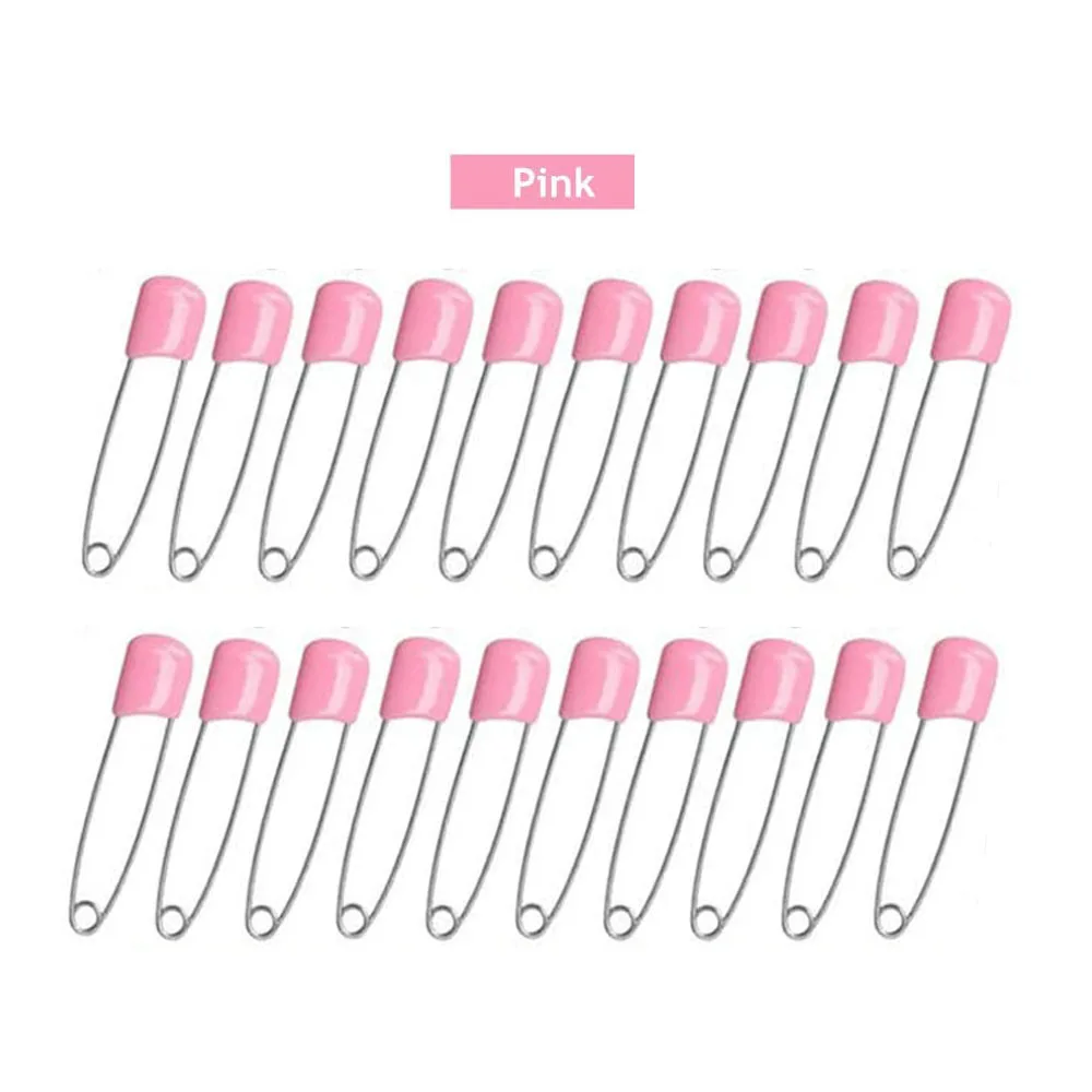 50 Pcs Baby Safety Pins - 1.6 Inch Stainless Steel With Locking Plastic Heads, For Diapers, Crafts, Sewing (Black & White)