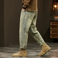 Jean 95% coton pour hommes, sarouel ample de haute qualité, mode Baggy décontracté, pantalon en Denim pour le travail en plein air, vêtements de marque pour hommes 2