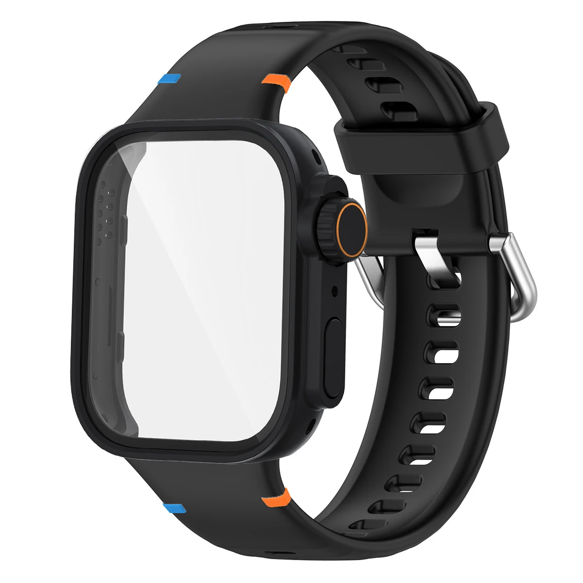 Versatile Protection Bundle: Silicone Sport Band, Full Cover Case & Tempered Glass Film
