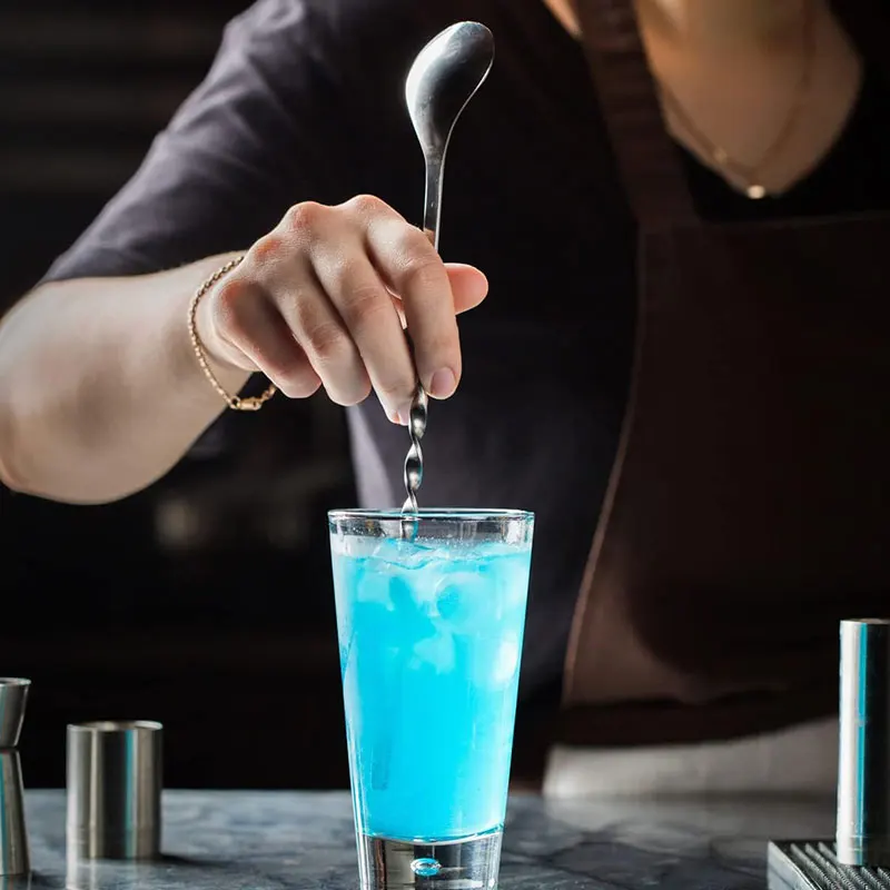 Stainless Steel Bar Spoon Cocktail Mixing Spoon Long Stirring Drink Stirrers Cocktail for Tea Coffee Ice Cream Juice