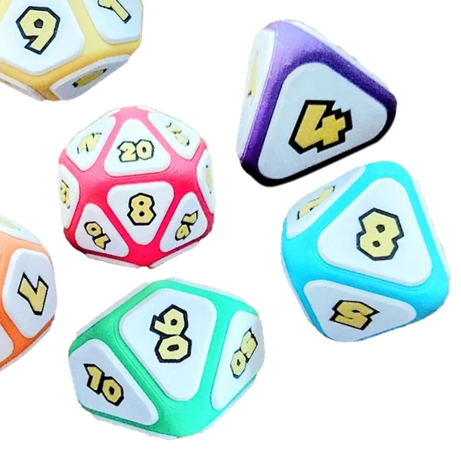 7 Pieces Multi Sided Dices RPG Party Toys Classroom Accessories Board Game Role Playing Card Games PVC Dices D4 D8 D10 D12 D20