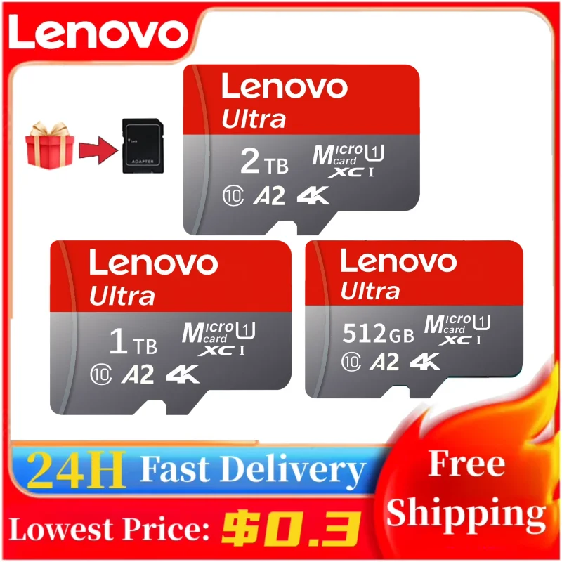 Original Lenovo Micro SD Card 2TB 1TB High Speed Memory Card 512GB 128GB Class TF for Drone Equipment Audio PC Ps5 Game memory card