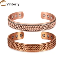 Vinterly Twisted Pure Copper Bracelet for Men Women Magnetic Therapy Adjustable 12mm Wide Health Energy Bangles Magnet Jewelry 1