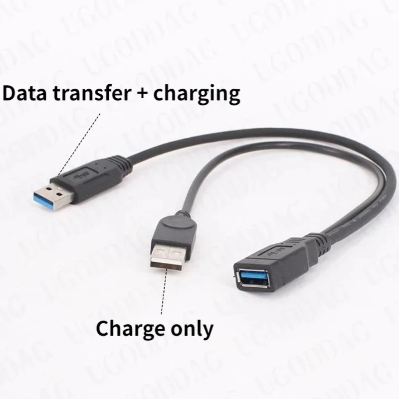 Cable USB 3.0 Y Cable 30cm 2 X A Conector A Toma Superspeed Para Disco Duro