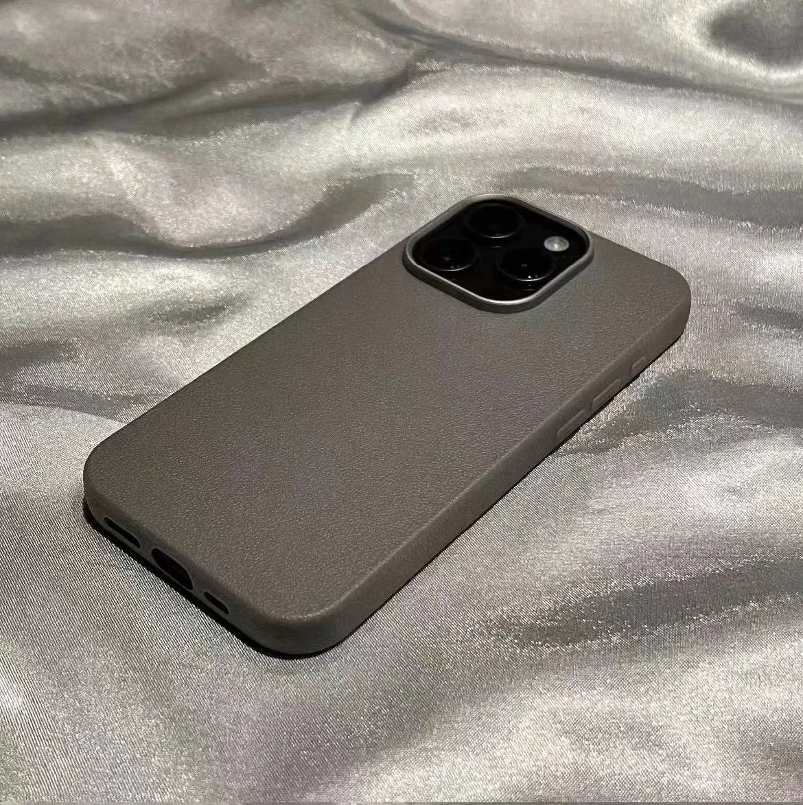 Premium Matte Leather Shockproof Phone Case with Soft Silicone Protection