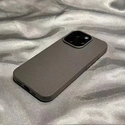 Premium Matte Leather Shockproof Phone Case with Soft Silicone Protection - iPhone 16 Pro Max (GRAY)