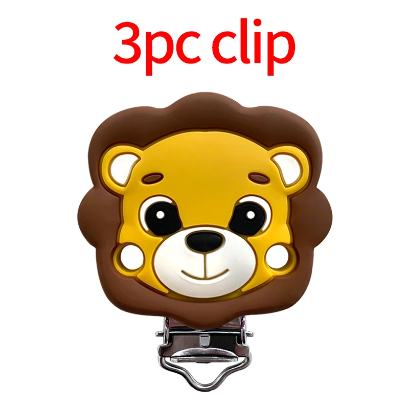 Silicone Clips 3pcs Elephant Bear Fox Unicorn Lion Shape DIY Pacifier Chain Animal Nipple Holder
