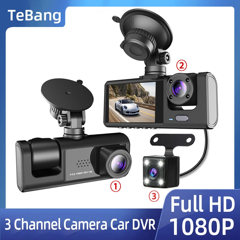 3 Channel Dash Cam for Car Camera Video Recorder Dashcam DVRs