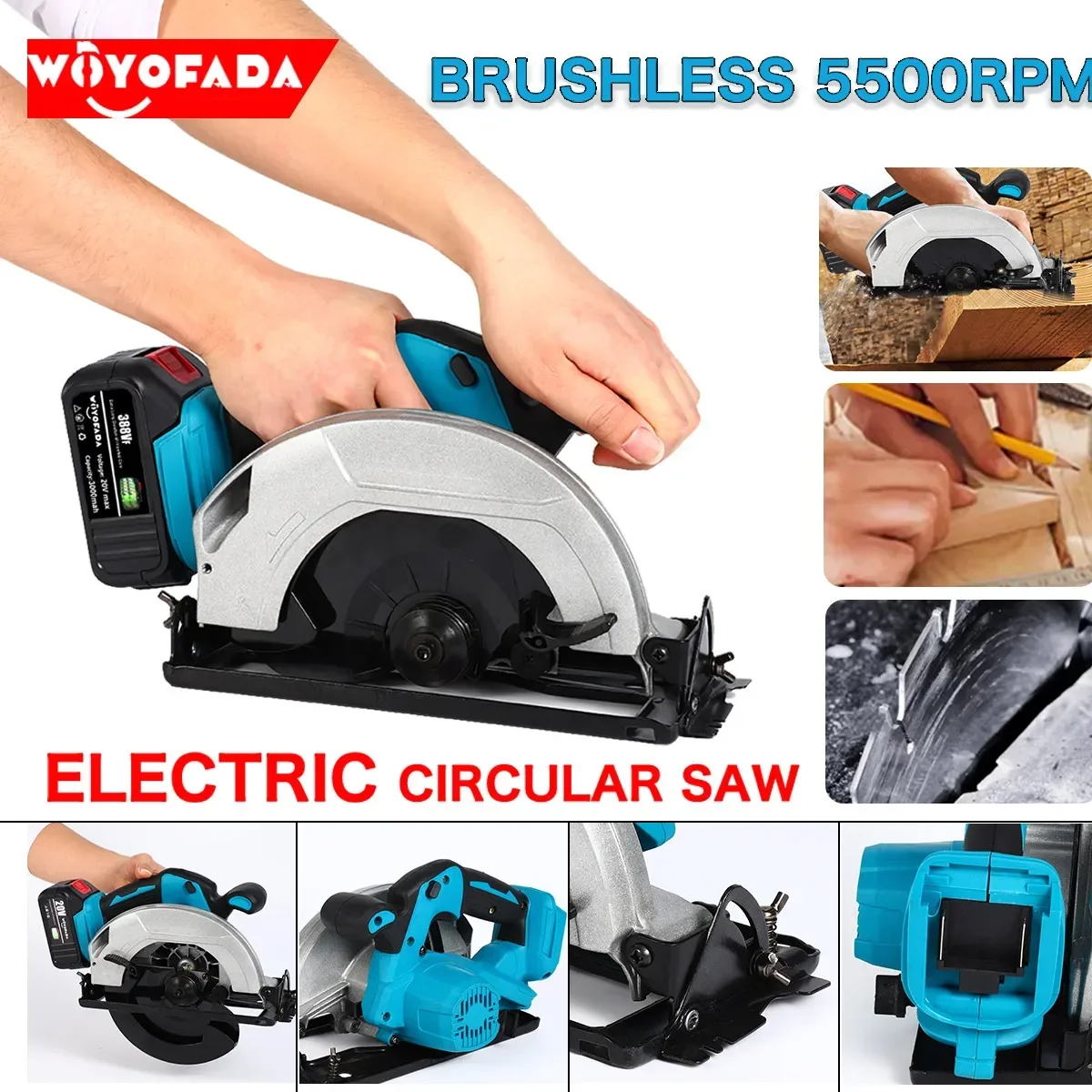 Brushless Electric Circular Saw Handle Power Tools Dust Passage Multifunction Cutting Machine For Makita 18V Battery