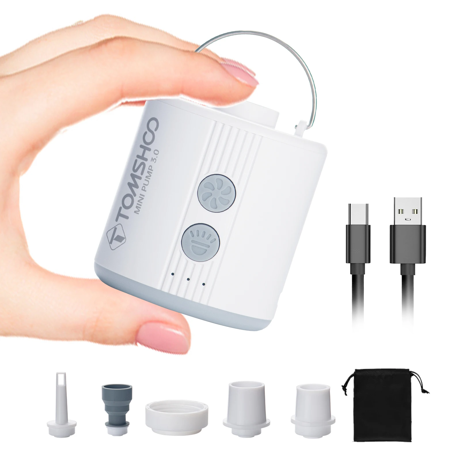 Portable Electric Air Pump For Inflatables, Ultra-Mini Air Pump With  Camping Light