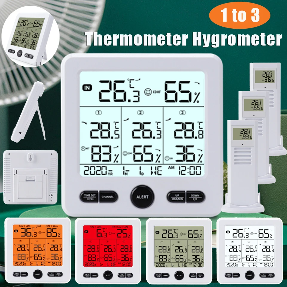 Indoor Outdoor Thermometer, Wireless Thermometer With 3 Remote