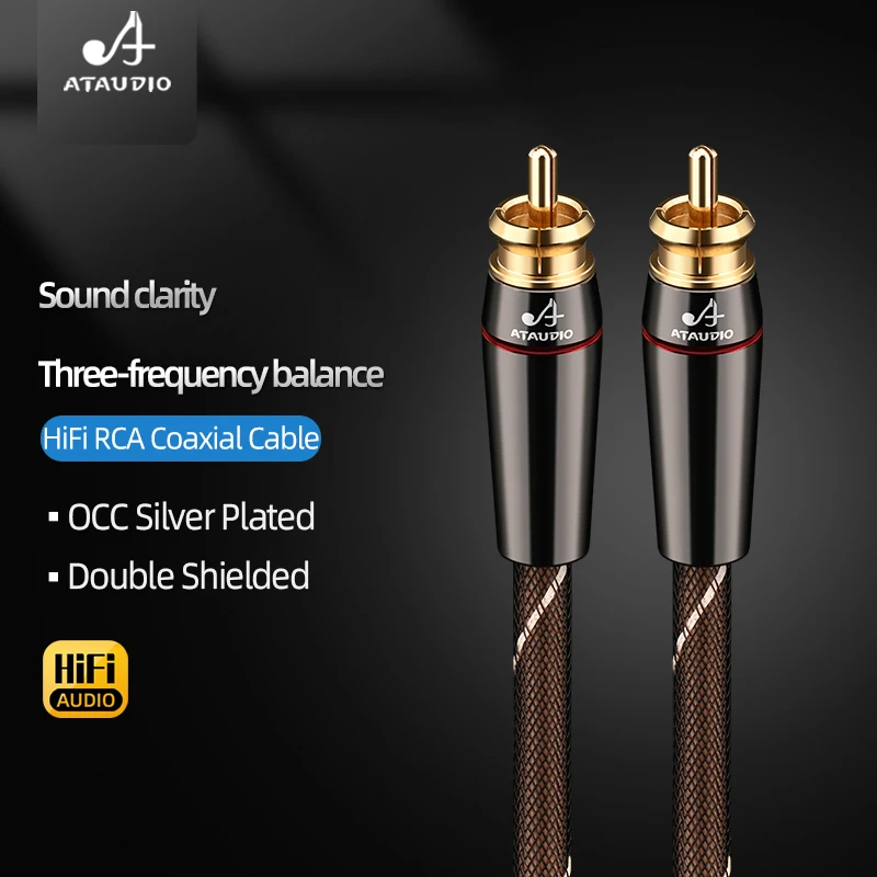 Premium Silver Plated RCA HiFi Audio Cable for Speakers and Subwoofers