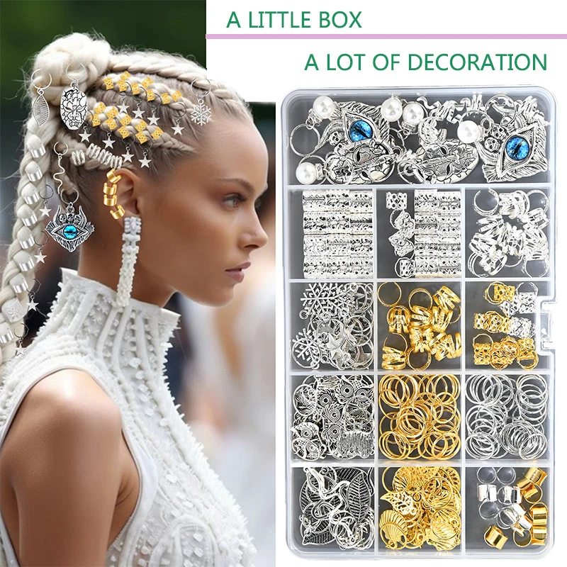 239 pieces braided hair accessories, diy cuff headpiece, long locks accessories, hair braid jewelry, bead weaving