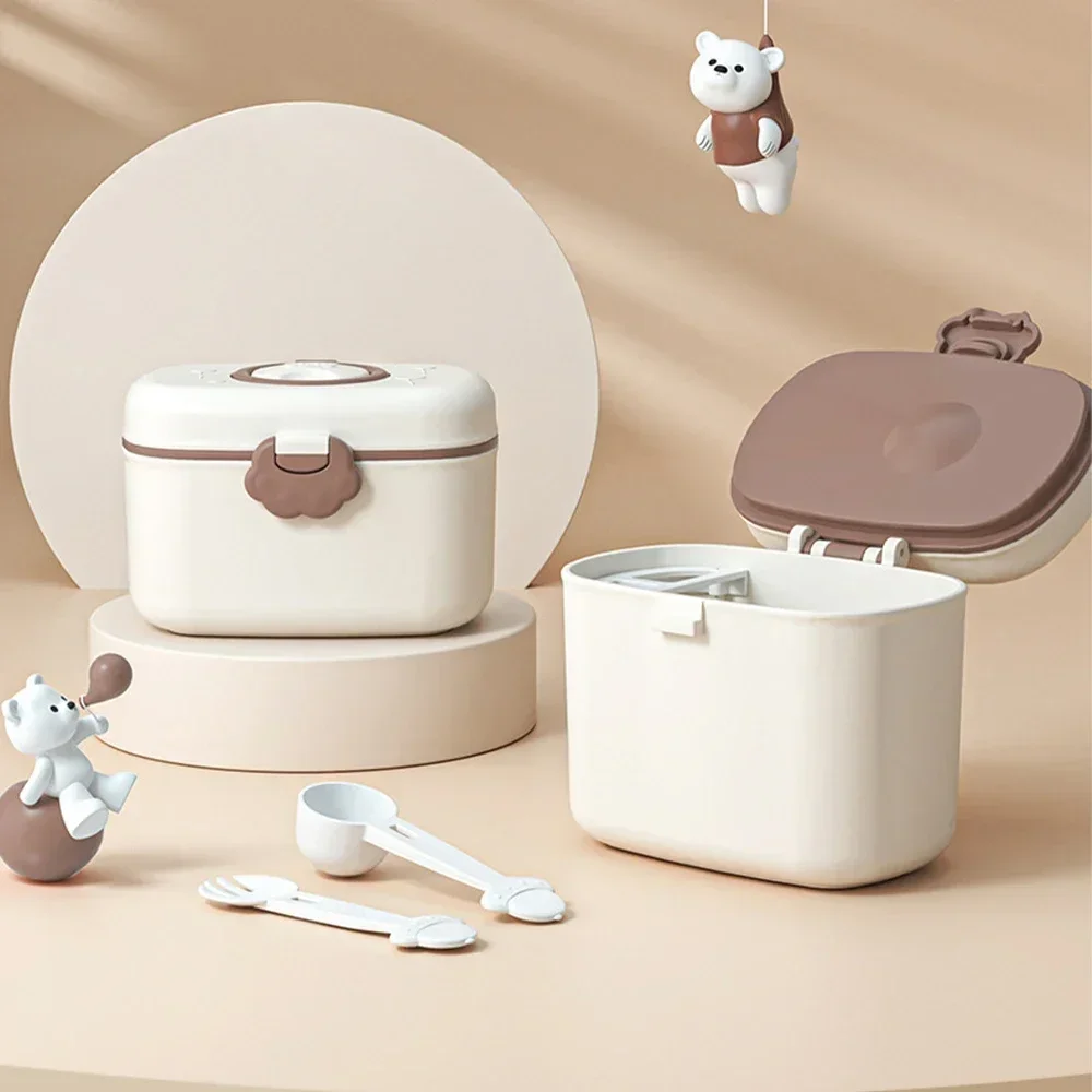 Baby Milk Dispenser Container Portable Milk Powder Boxes Carry Handles And Spoons For Outdoor Travel Activities