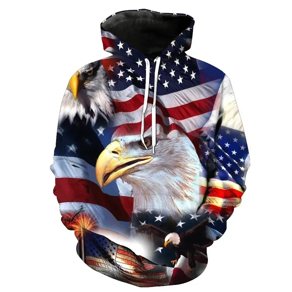 thumbnail image 1 of Sudadera con capucha de moda para hombre, con estampado de bandera estadounidense en 3D, con águila, tendencia urbana, manga larga, estilo hip hop, informal, de gran tamaño, 1 of 4