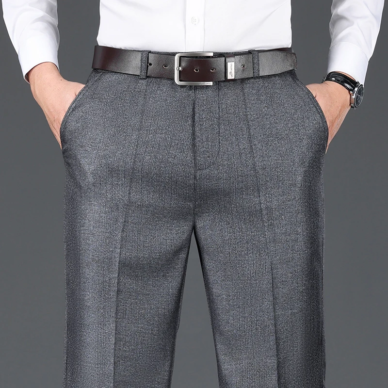 Klassische Lose Anzug Hosen Männer der Herbst Dicke Anti-falten Drapierte Gerade Mittleren Alters Ältere Business Büro Casual Hosen – Detail 10