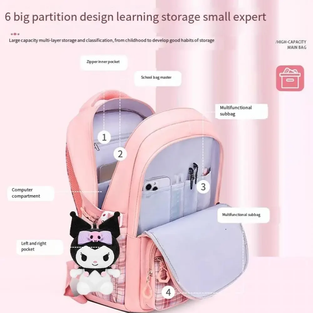 Sanrio Cinnamoroll Schoolbag Cartoon Kuromi Bag Burden Reduction Lightweight High Capacity Children Backpack School Supplies 5