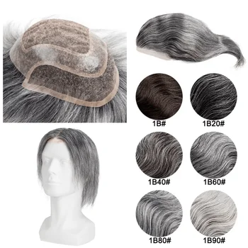 Parrucca da uomo Frontale in pizzo haline naturale con mono top 6 "Protessi capillare da uomo Durevole parrucche di capelli umani al 100% per uomo Capelli vergini