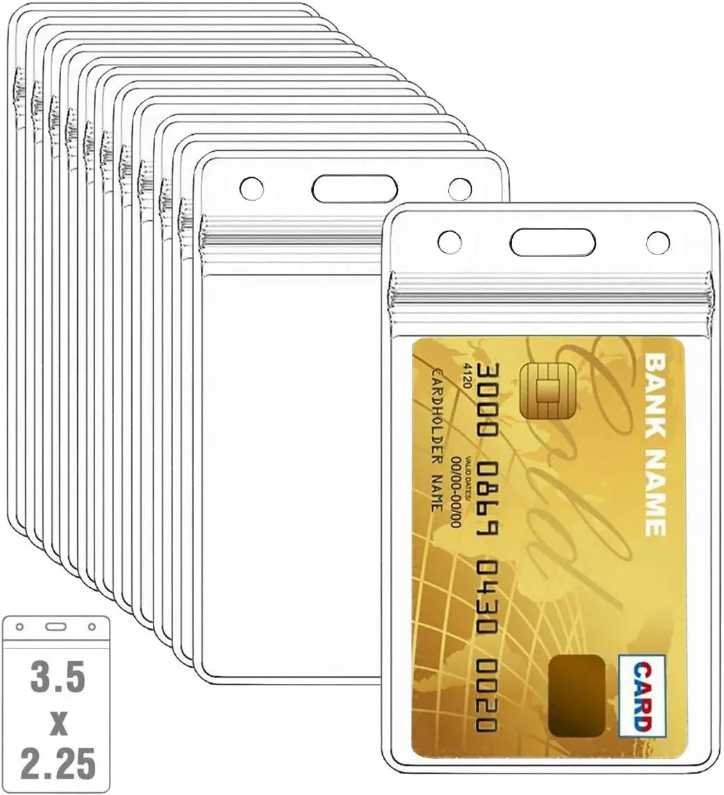 Clear Plastic Vertical Name Badge ID Card Holders 10 Pcs with Waterproof Resealable Zip Plastic Name Tag Holder card holder credit card holder id card holder id card case