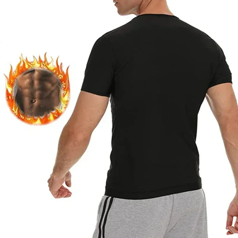 Men Sweat Sauna T-shirt Waist Trainer Slimming Suit Body Shapers Shapewear Corset Underwear Belly Control Fitness Fat Burn Tops body shaper waist trainer sweat sauna suit compression sports top