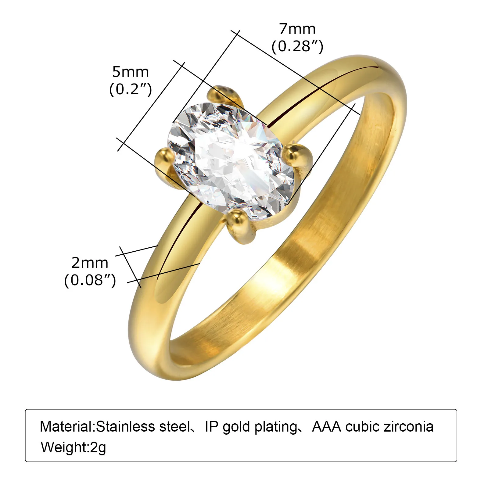 Vnox 여성을위한 절묘한 스파클링 큐빅 지르콘 약혼 반지, 골드 컬러 스테인레스 스틸 웨딩 밴드 손가락 선물 쥬얼리