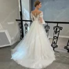 2025 Sexy Off Shoulder Tulle Wedding Dresses Fluffy Long Sleeves Prom Gowns Mopping Length Party Vestidos De Novias Customized 2