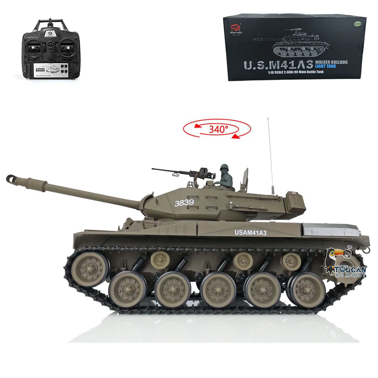 Heng Long 1/16 7.0 Plastic Walker Bulldog Rtr Rc Tank Model 3839 Bbs Softair Ir Combat Smoke Effect Chassis Retrattile