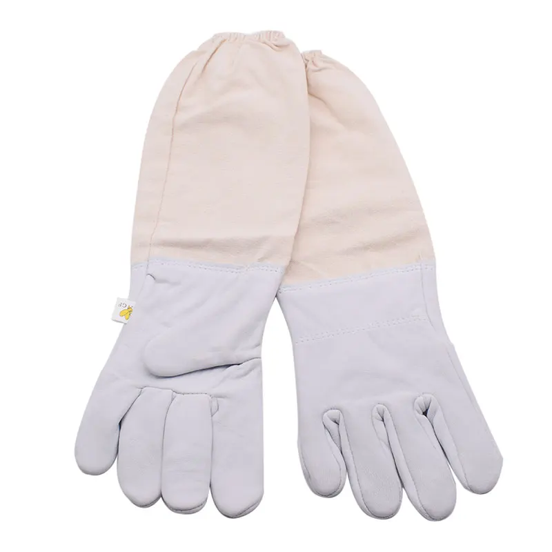 

Перчатки для пчеловодства, защитные дышащие перчатки с длинными рукавами из желтой и белой овчины, защита от пчеловодства
