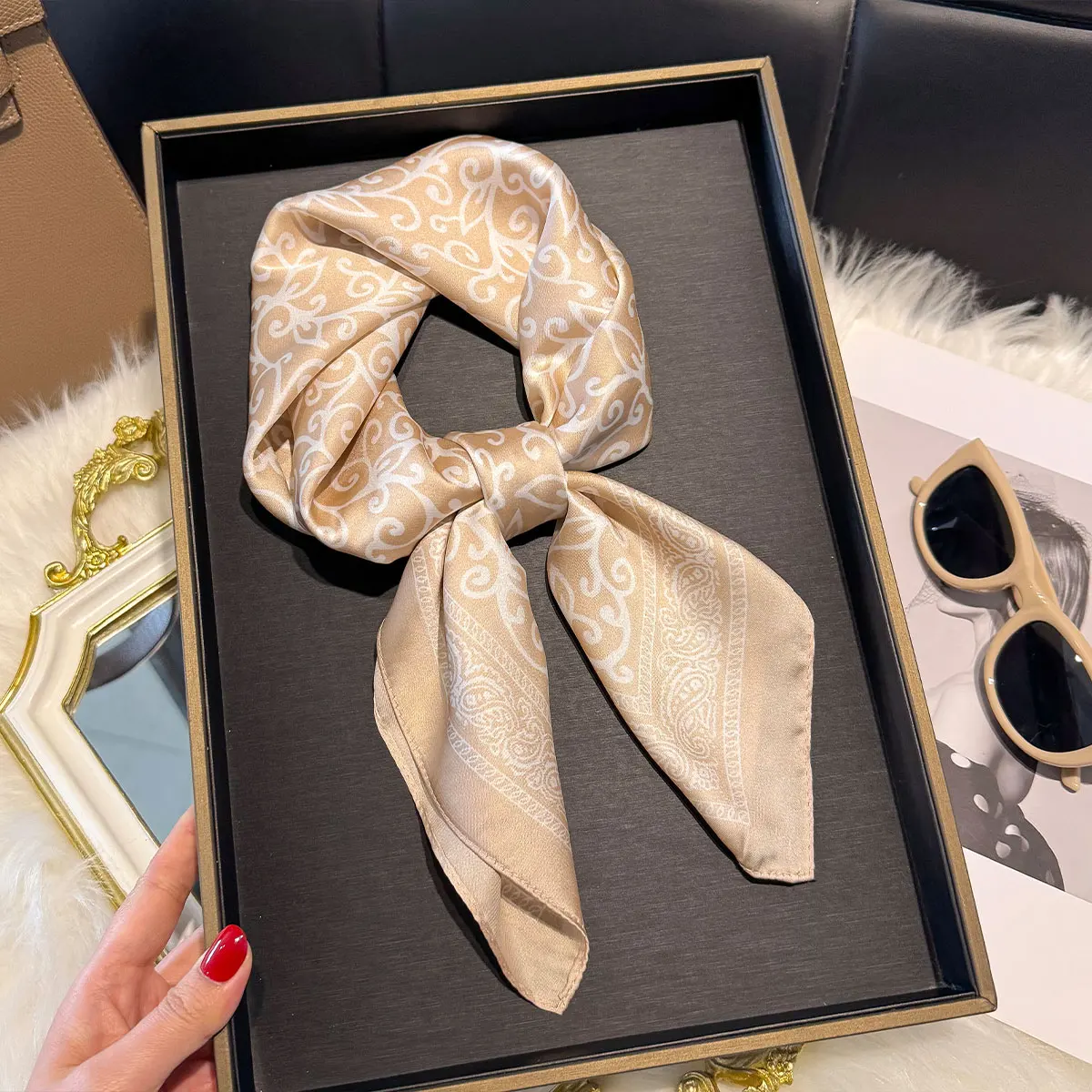 NEW Paisley Square Scarf Women Satin Shawl Wrap Hijab Female Hair Luxury Headkerchief Four Seasons Beach Sun Protection Bandana