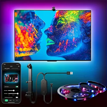 Ambilight Tv Led Backlight 5V Usb Rgbic Smart Lights Strip With Camera For Tv Synchronized Screen 3.8M 5M App Remote Control