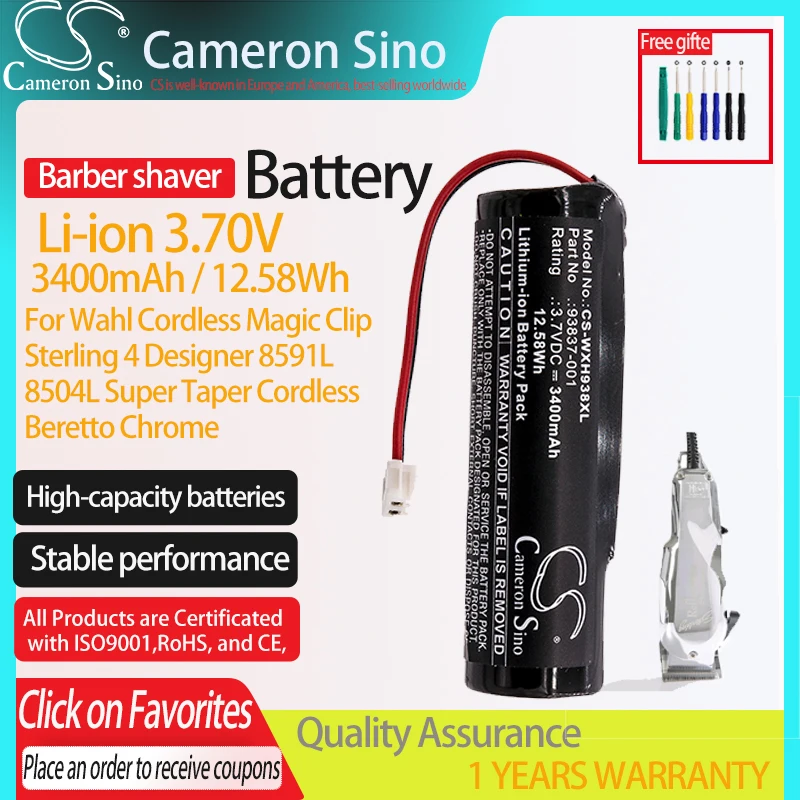 Cs Barber Shaver Battery Per Wahl Sterling 4 Designer Super Taper Cordless Senior 8591L 8504L Adatto A 93837-001 3400Mah