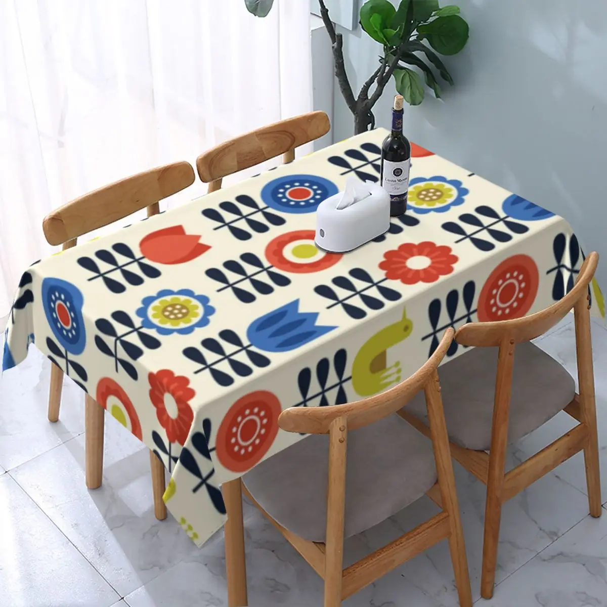 FlowersOrlaKielyTableclothRectangularElasticFittedWaterproof