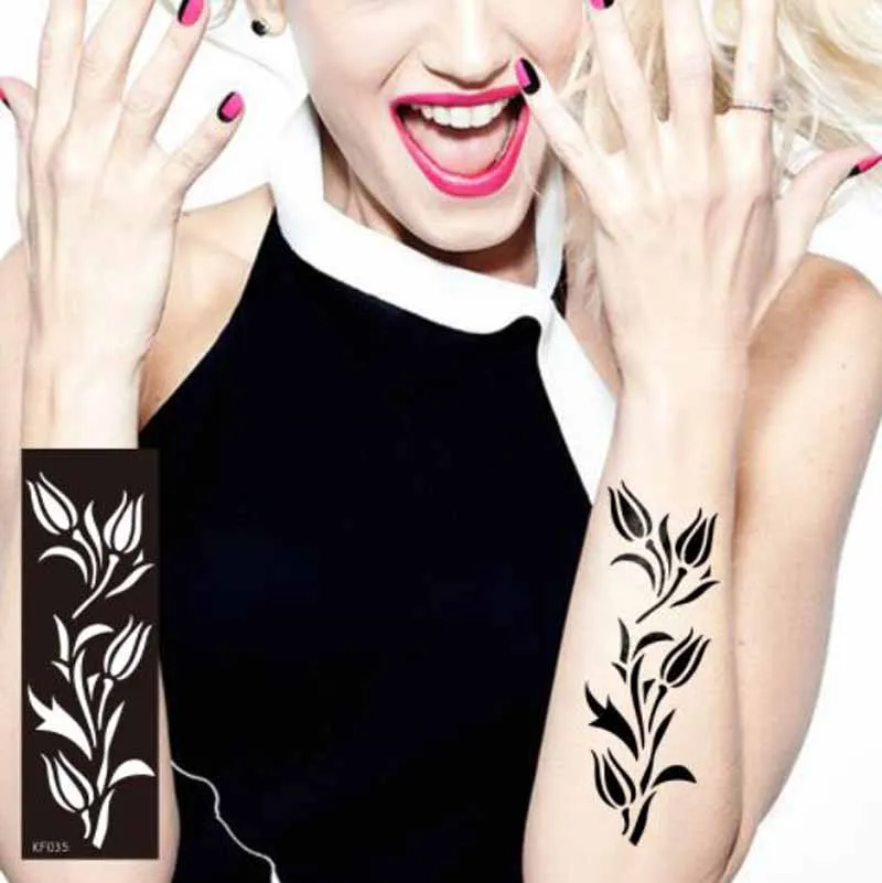 Tattoo Sticker Temporary Tattoo Stencils Professional Body Art Reusable Flower Butterfly Painting Henna Stencil Decals