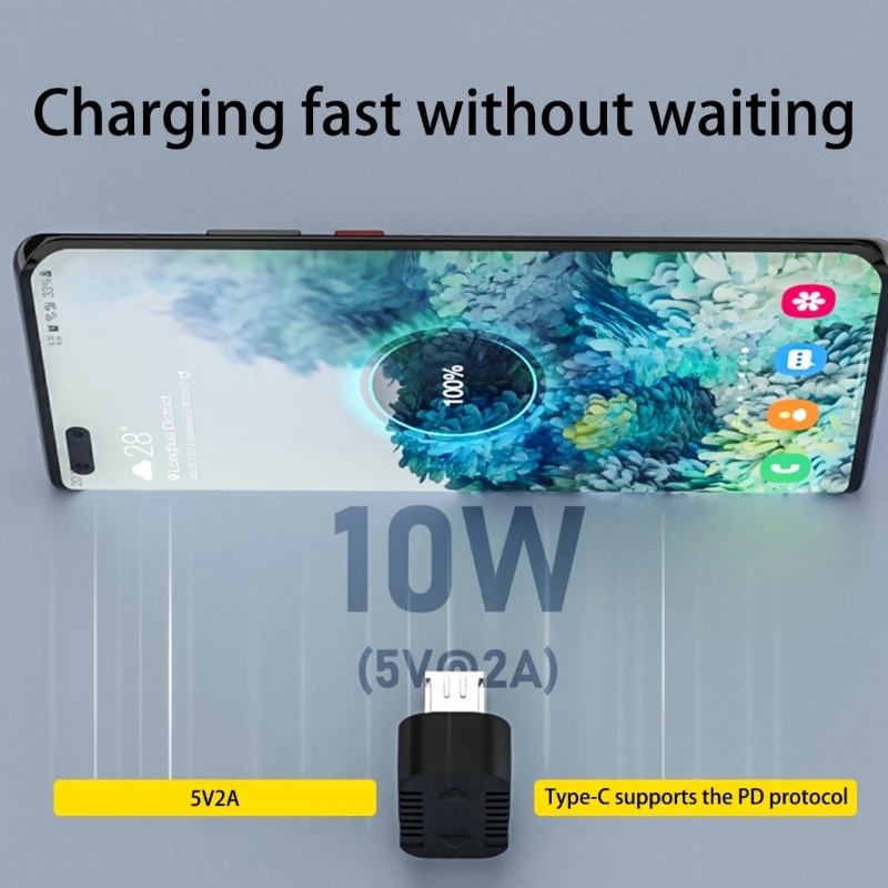 Right Angle Micro USB to Type C Adapter for Laptop and PC Chargers