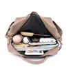 Large Capacity Solid Color Designer Women's Backpack Waterproof Wear-resistant High-quality Leather Travel Back Pack For Women 6