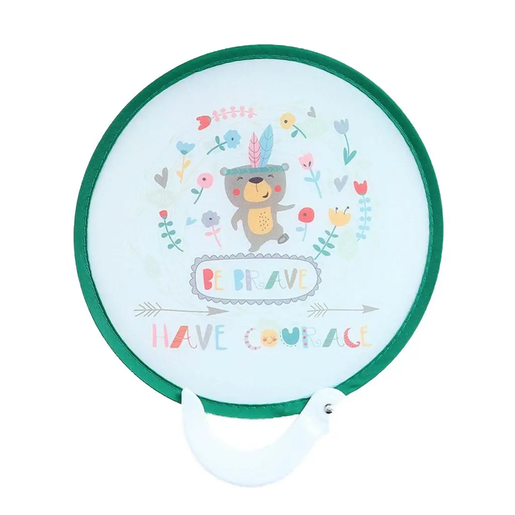 Portable Cartoon Folding Fan Kawaii Creative Foldable Fan Cool Summer Hand Flying Disk Pocket Cloth Gifts for Kids