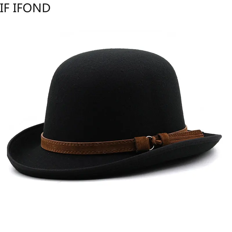 New Black Felt Derby Bowler Hat For Men Women  Autumn Winter Fashion Party Formal Fedora Hat Costume Magician Hat 1