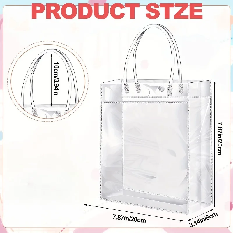 Gift bags 5/10/20PCS Transparent Plastic with Handle Reusable PVC Wedding Birthday Party