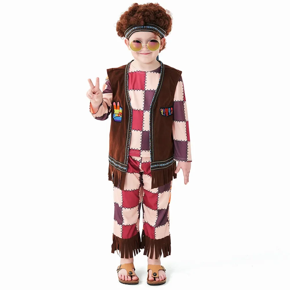 

Boys Hippie Rock And Roll Concert Cosplay Costumes Children's Stage Costume