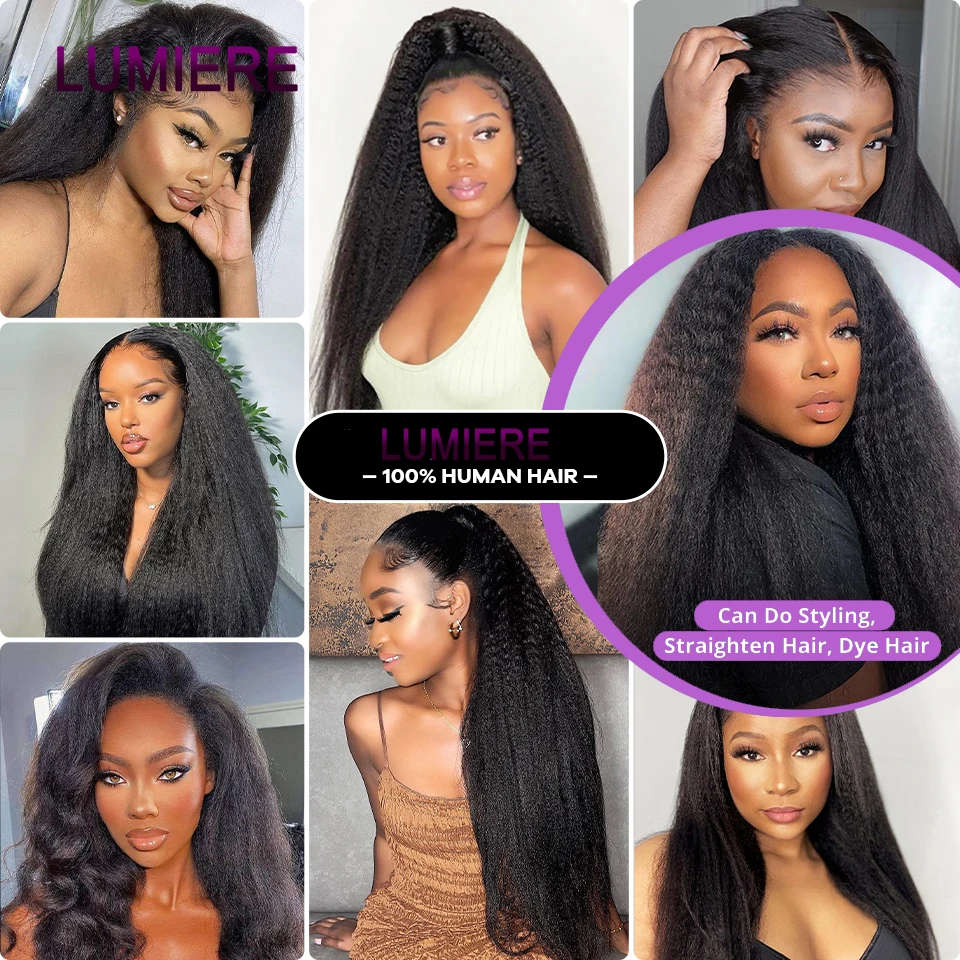 40" Kinky Straight Hair Bundles Deal Virgin Human Hair Weave Bundles 1/3/4 PCS Brazilian Yaki Natural Hair Extensions Thick End 6