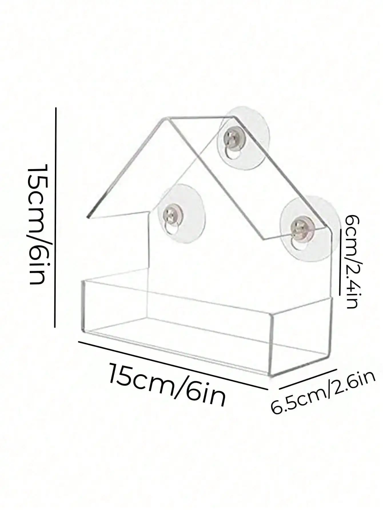 Acrylic Bird Feeder Clear Window Hanging House with Suction Cup For Garden Outdoor Backyard