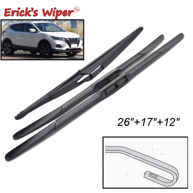 

Erick's Wiper Front & Rear Wiper Blades Set For Nissan Qashqai J11 2013 - 2020 Windshield Windscreen Window Brushes 26"+17"+12"