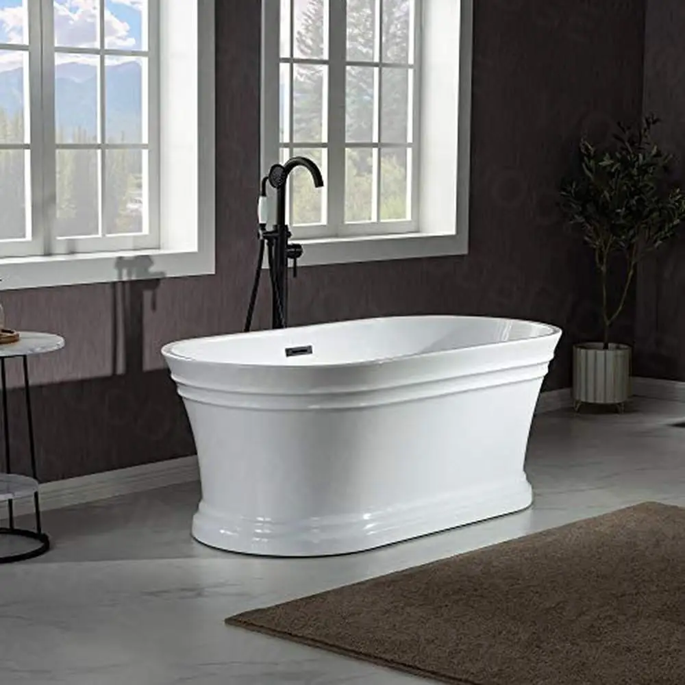 59" Acrylic Bathtub with Non-Slip Design High Gloss White Finish and 53 Gallon Capacity 3
