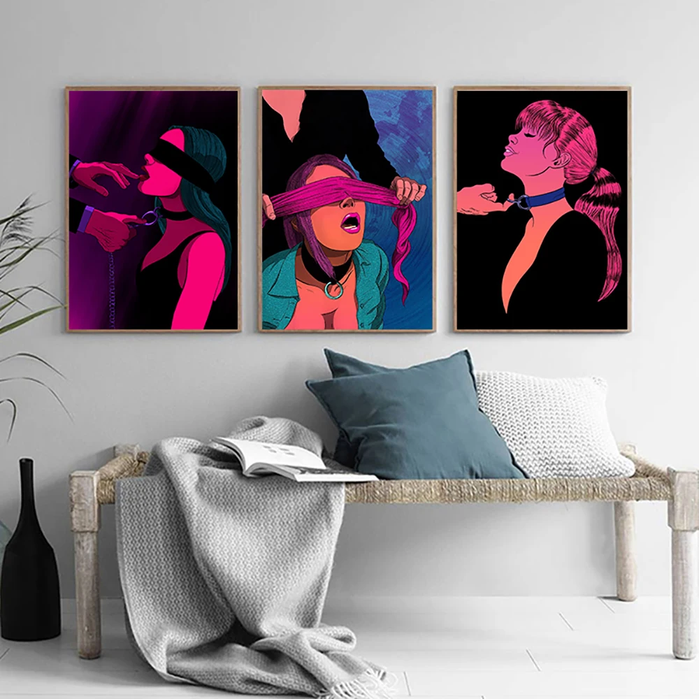 Sexy Poster Nude Lovers Canvas Paintings Abstract Body Sex Robet Posters and Prints Bondage Wall Art Picture for Bedroom Decor