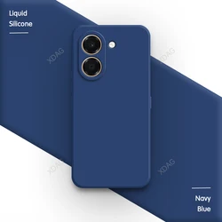 Elegant Liquid Silicone Shockproof Square Phone Case - Classic Soft Back Cover for Honor X7e (Navy Blue)