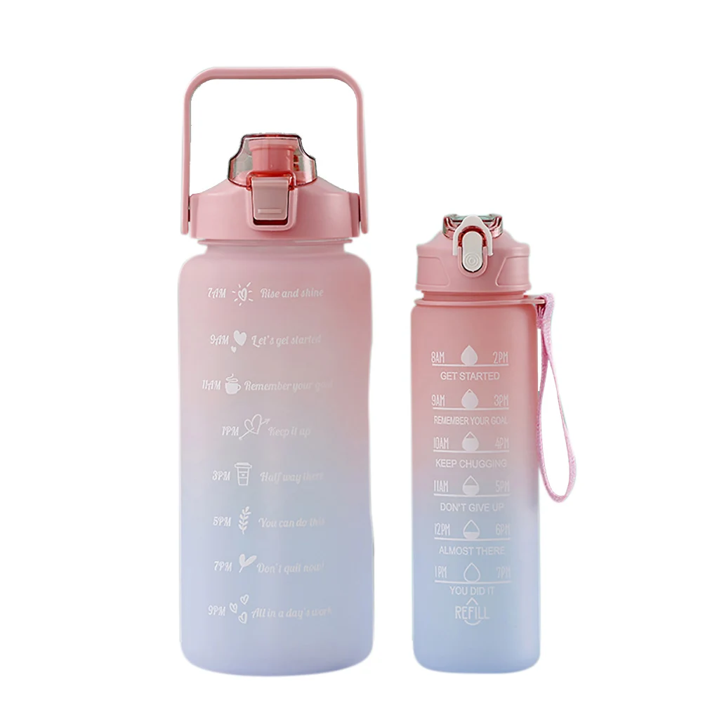 Botella de agua de 2 litros con pajita para mujeres y niñas, botellas de  viaje portátiles grandes para deporte