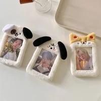 Kawaii Puppy Plush Photocard Holder Credit ID Bank Card Photo Bus Card Protective Case Photo Sleeves Stationery 1