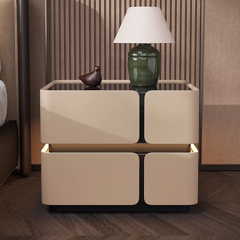 thumbnail image 1 of Mesitas De noche italianas De lujo, estética Simple, diseño europeo, luz De noche, organizadores estéticos, mesa De Chevet, muebles para el hogar, 1 of 3